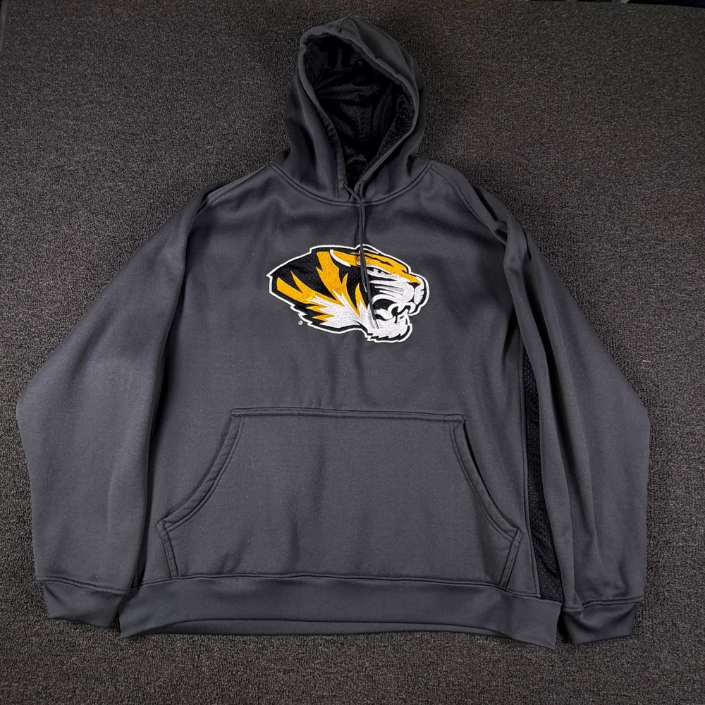 Missouri Tigers Hoodie Mens 2XL Charcoal NCAA Football Pro Edge EUC